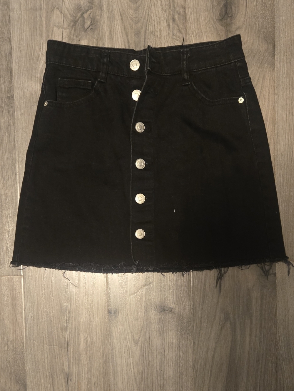 Zara Black Button-Front Mini Skirt